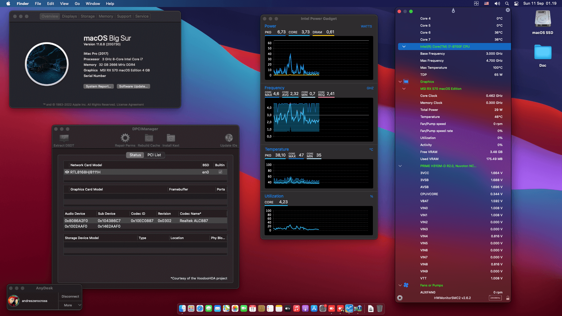 Success Hackintosh macOS Big Sur 11.6.8 Build 20G730 in Asus Prime H310M-D R2.0 + Intel Core i7 9700F + MSI RX 570